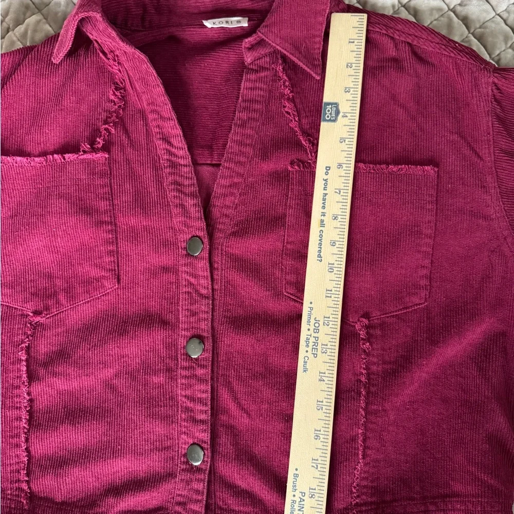 Kori Corduroy Jacket‎ Medium Boho Western Cropped Frayed Hem